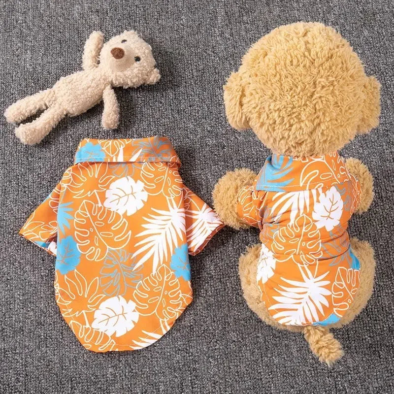 강아지옷 Dog Shirt Puppy Breathable Coconut Tree Patern Shirt Cat Vest Chihuahua Yorkie Hawaiian Polo T-Shirts Pet Summer Clothes