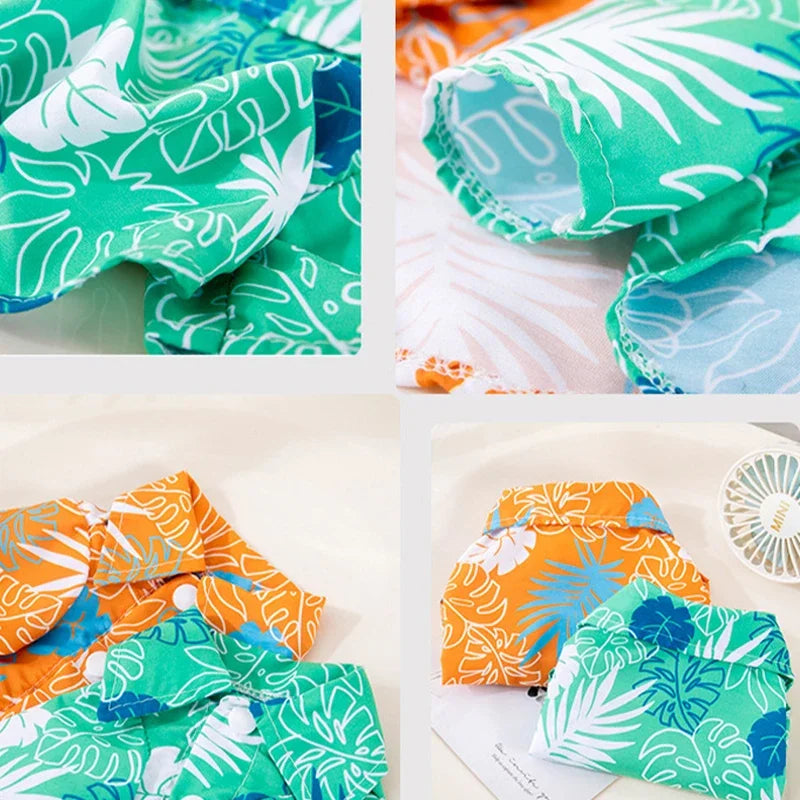 강아지옷 Dog Shirt Puppy Breathable Coconut Tree Patern Shirt Cat Vest Chihuahua Yorkie Hawaiian Polo T-Shirts Pet Summer Clothes