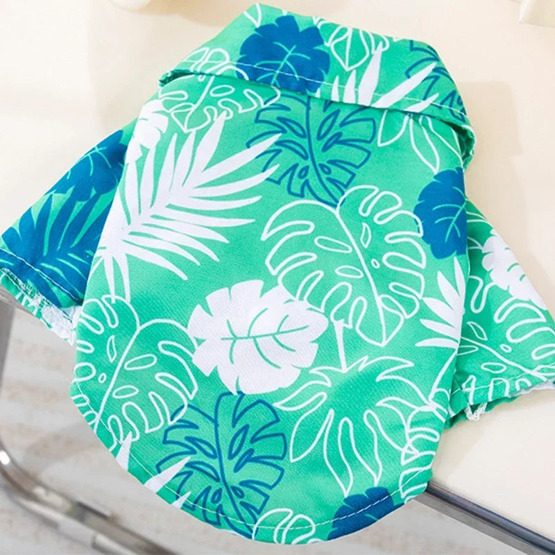 강아지옷 Dog Shirt Puppy Breathable Coconut Tree Patern Shirt Cat Vest Chihuahua Yorkie Hawaiian Polo T-Shirts Pet Summer Clothes