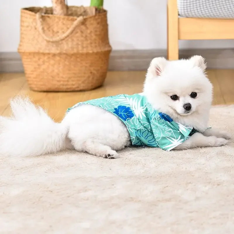 강아지옷 Dog Shirt Puppy Breathable Coconut Tree Patern Shirt Cat Vest Chihuahua Yorkie Hawaiian Polo T-Shirts Pet Summer Clothes