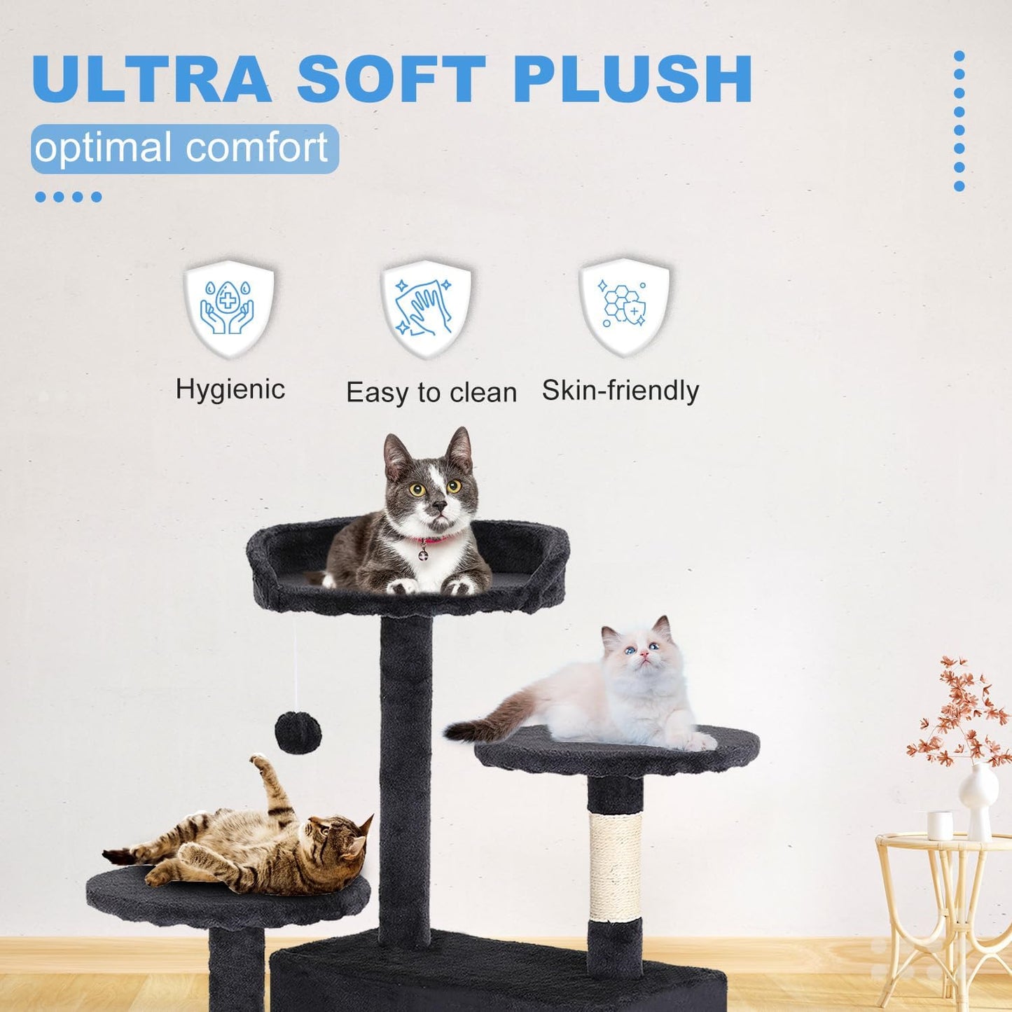 54-Inch Multi-Level Cat Tree - Durable Scratching Post & Cozy Jumping Platform - Space-Saving Cat Condo for Indoor Fun - Dark Gray