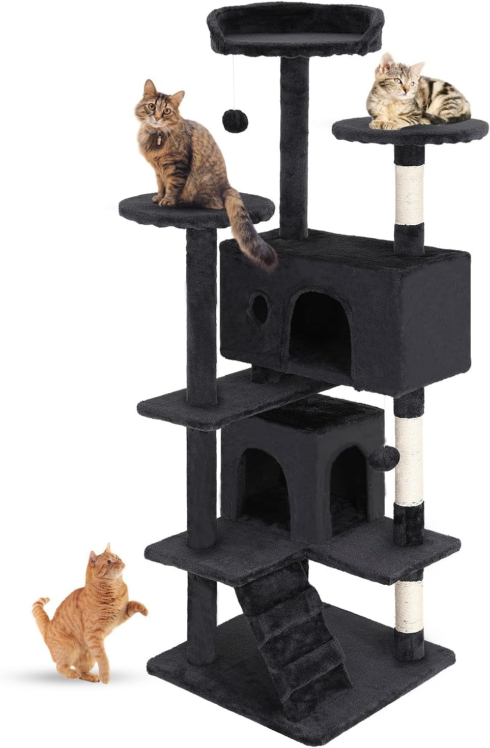 54-Inch Multi-Level Cat Tree - Durable Scratching Post & Cozy Jumping Platform - Space-Saving Cat Condo for Indoor Fun - Dark Gray