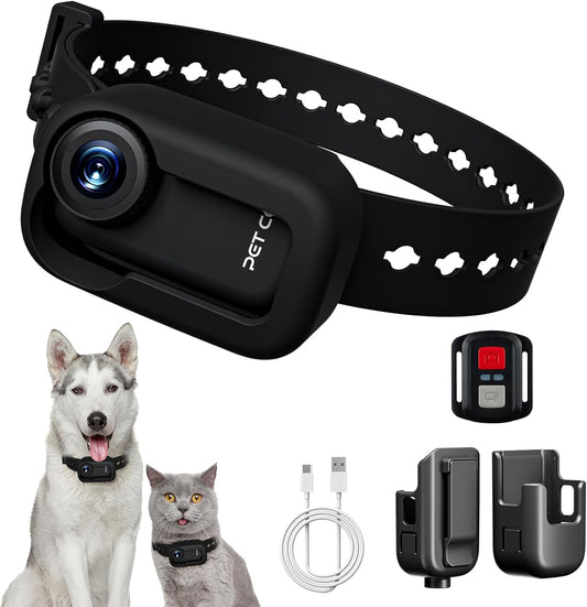 HD 4K Dog Tracker Collar, Wifi Cat Collars Camera Mini Action Camera for Video Records Wireless Cats Dogs Collar Mini Body Cam Outdoor/Inoor Pet Supplies Birthday