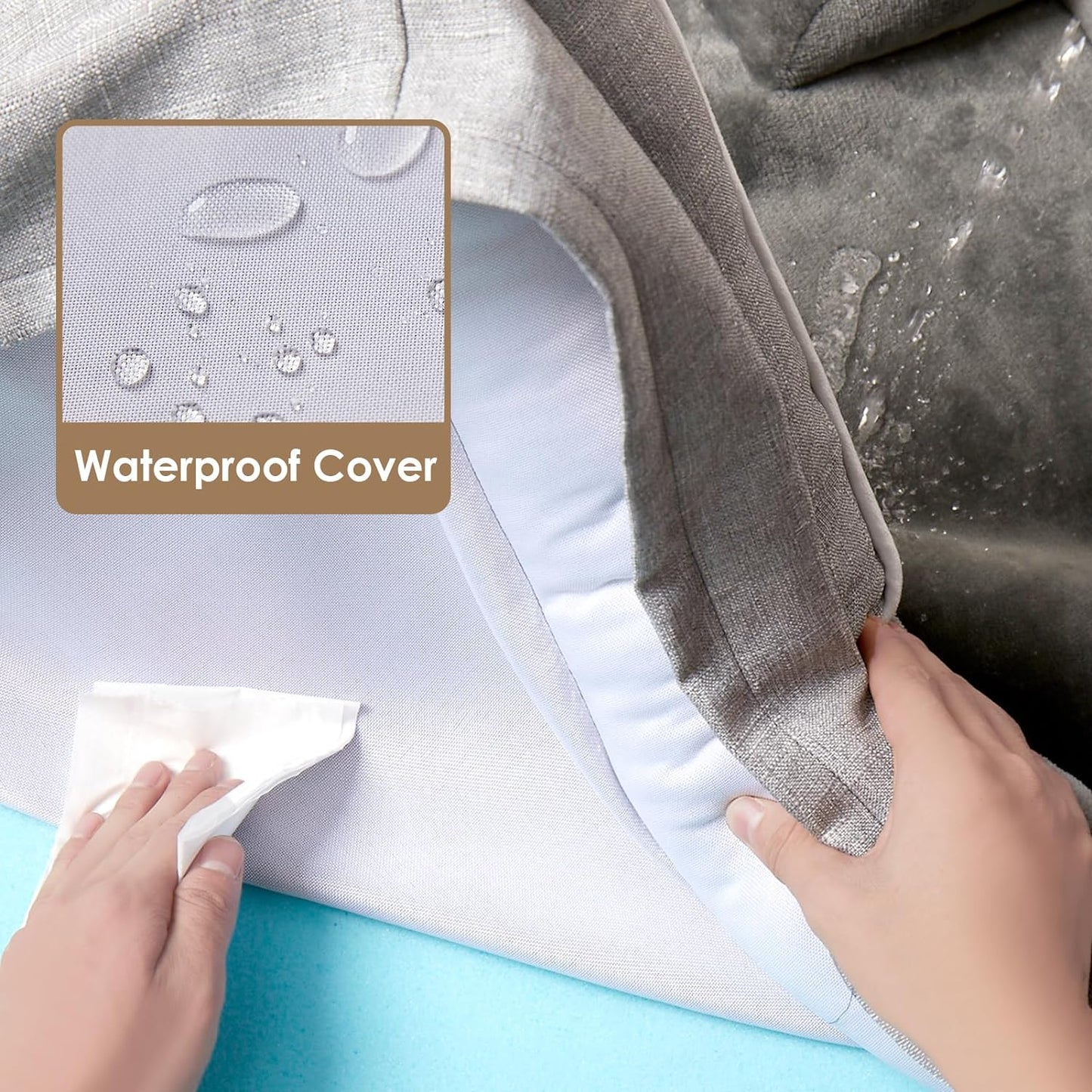 Extra Large Orthopedic Dog Bed - 44x32 Inch Waterproof Memory Foam Couch with Non-Slip Egg-Crate Foam & Washable Cover - Perfect for Big Dogs - Grey