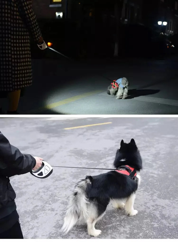 Pet Dog Retractable Leash With LED Shining 3m 5m Automatic Stretching Dog Hand Holding Fiber Rope Pet Supplies Leashes