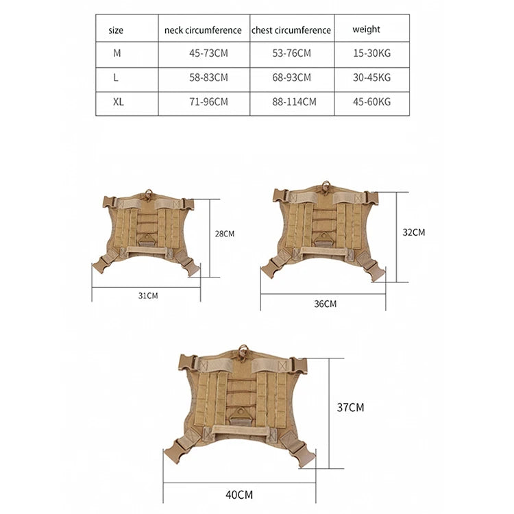 Tactical Dog Harness Military Training K9 Padded Quick Release Vest Pet Training Dog Harness For Set Small Medium Large Dogs