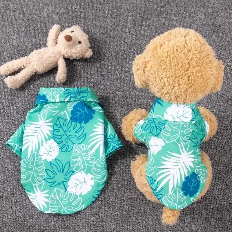 강아지옷 Dog Shirt Puppy Breathable Coconut Tree Patern Shirt Cat Vest Chihuahua Yorkie Hawaiian Polo T-Shirts Pet Summer Clothes