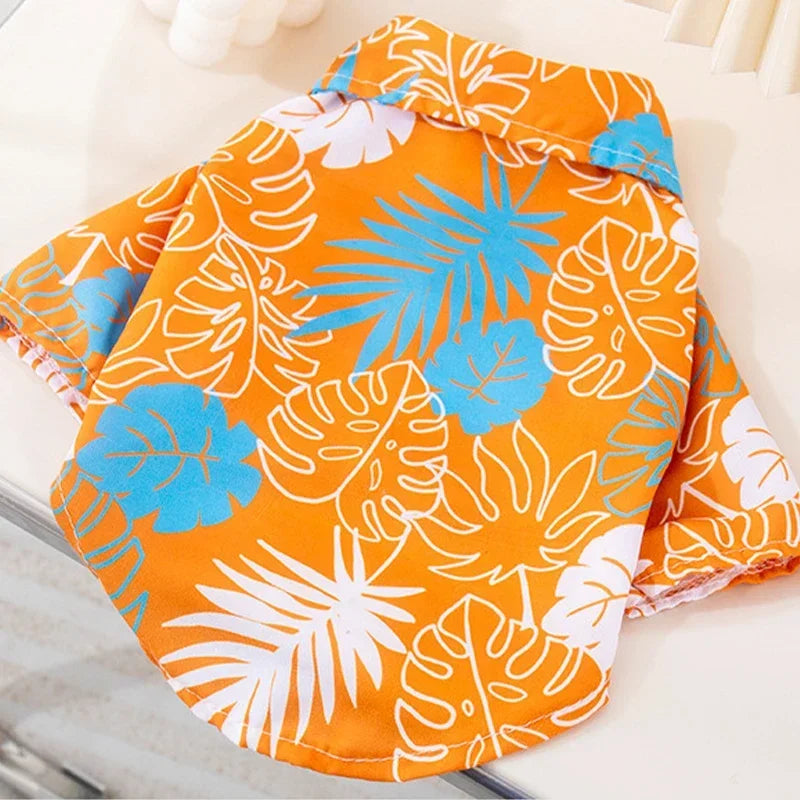 강아지옷 Dog Shirt Puppy Breathable Coconut Tree Patern Shirt Cat Vest Chihuahua Yorkie Hawaiian Polo T-Shirts Pet Summer Clothes