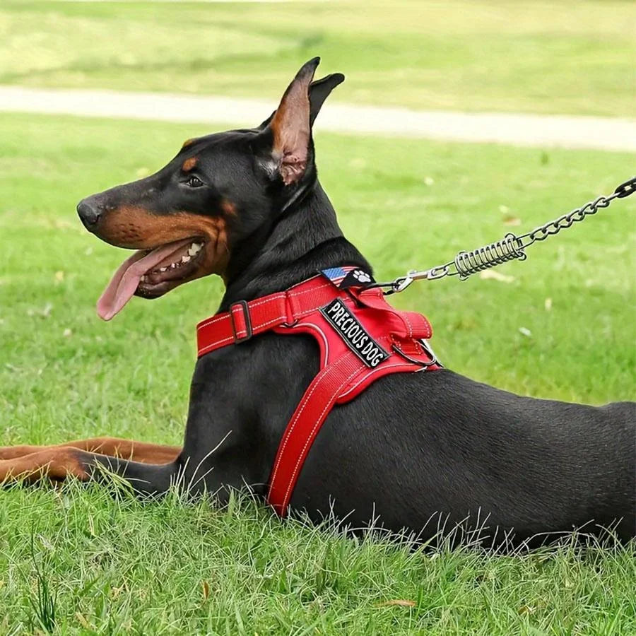 Service Dog Harness & Leash Set with 1pc Folding Bowl Reflective Adjustable Dog Vest Harness Soft Oxford Pet Harness For Small M