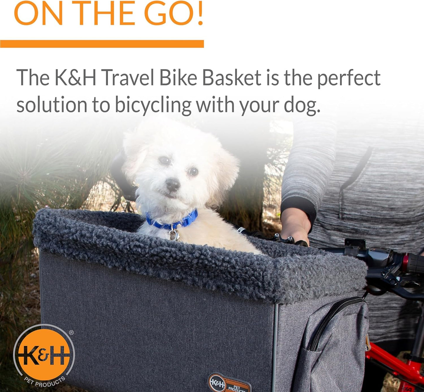 Bike Basket Front Dog Carrier, Universal Fit Cat Dog Pet Bike Basket with Front Bicycle Mount Included, Washable Liner, Strong Metal Basket, 2 Safety Leashes - Large 16 X 12 X 10In