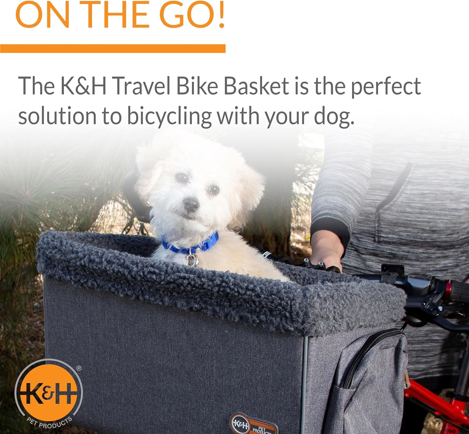 Bike Basket Front Dog Carrier, Universal Fit Cat Dog Pet Bike Basket with Front Bicycle Mount Included, Washable Liner, Strong Metal Basket, 2 Safety Leashes - Large 16 X 12 X 10In