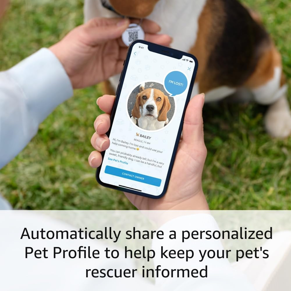Pet Tag | Easy-To-Use Tag with QR Code | Real-Time Scan Alerts | Shareable Pet Profile | No Subscription or Fees